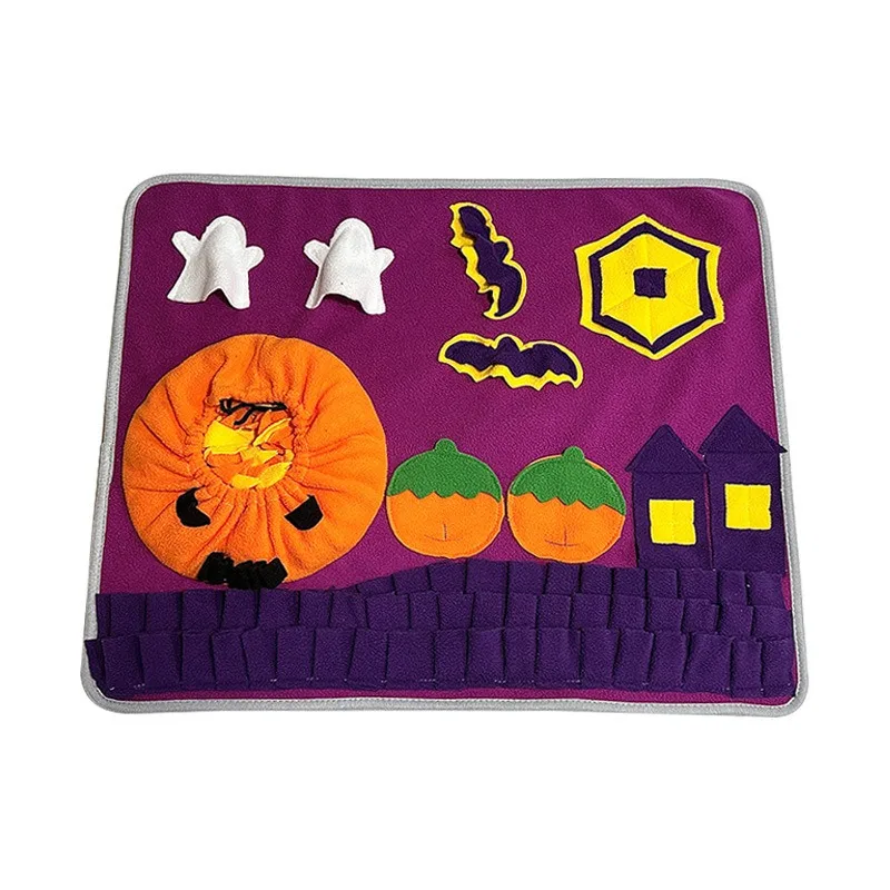 

Halloween Pumpkin Snuffle Mat For Dogs Pet Nose Work Slow Feeding Training Pad Interactive Toy Stress Relief Activity Blanket