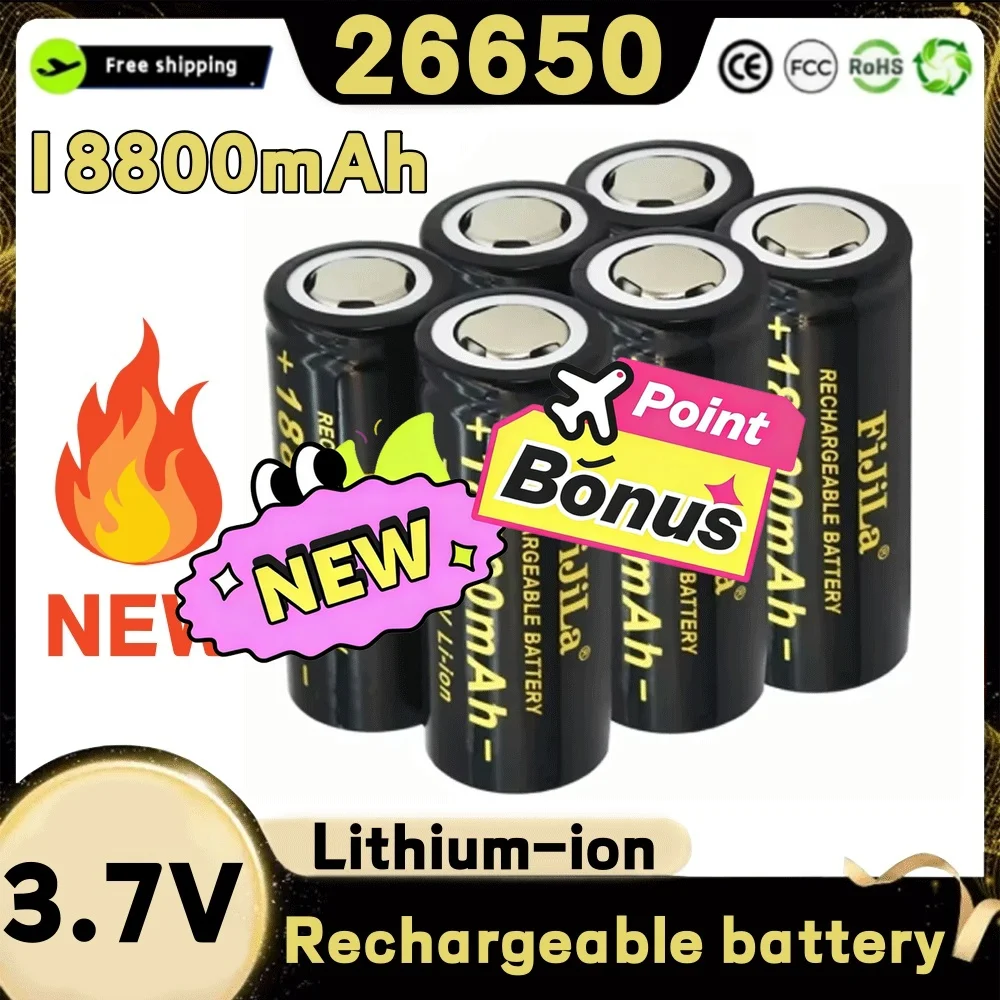 🚧26650 100% Original Hochwertige Batterie 3.7V 18800mAh 50A Lithium-Ionen Akku Passend Für 26650 LED Taschenlampen🧸