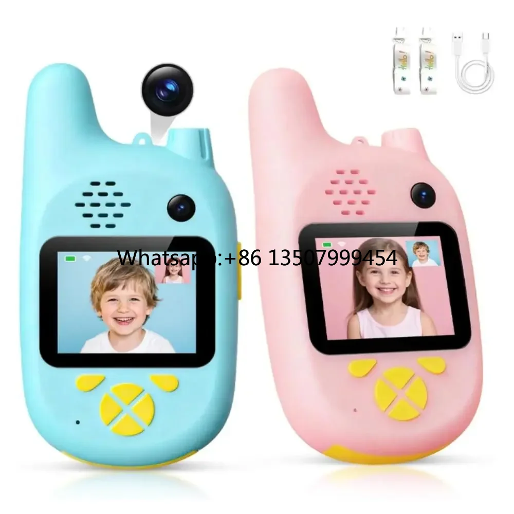 Kids Camera & Walkie Talkie 2.4G 20MP Dual Lens 2-in-1 Toy with CMOS Sensor MicroSD Fixed Focus Full HD Video Two-Way Calling
