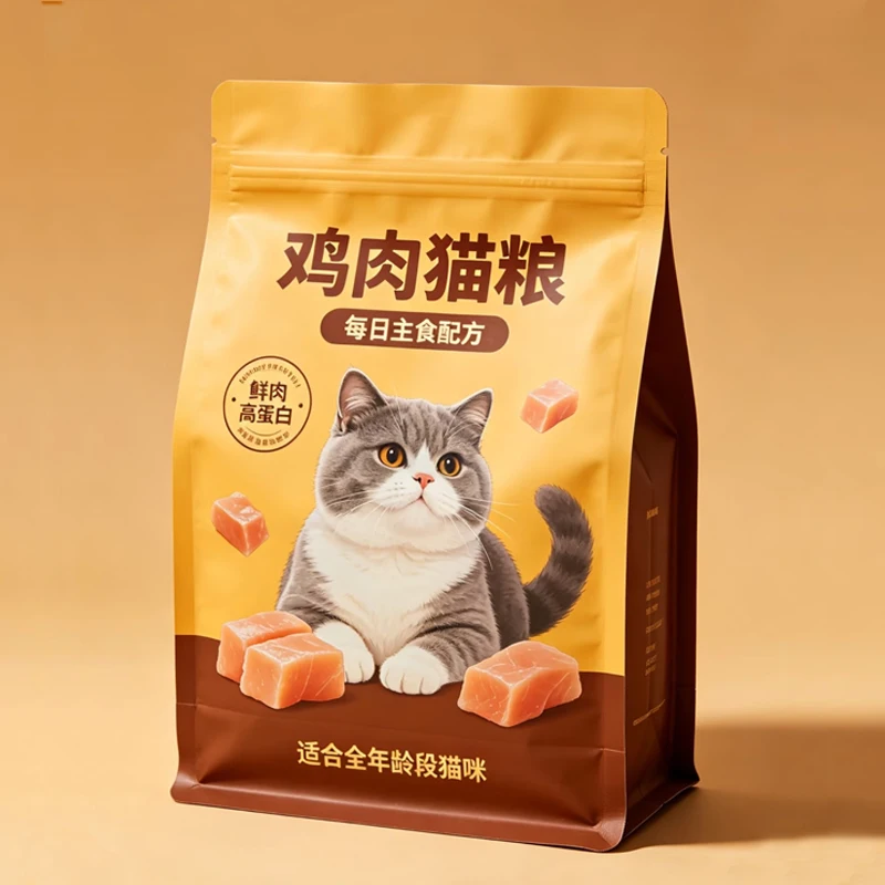 Customized Printing Standing Zipper Bag Mylar Eight Sided Seal San Reseal Moisture-Proof Waterproof Pet Food Pouch