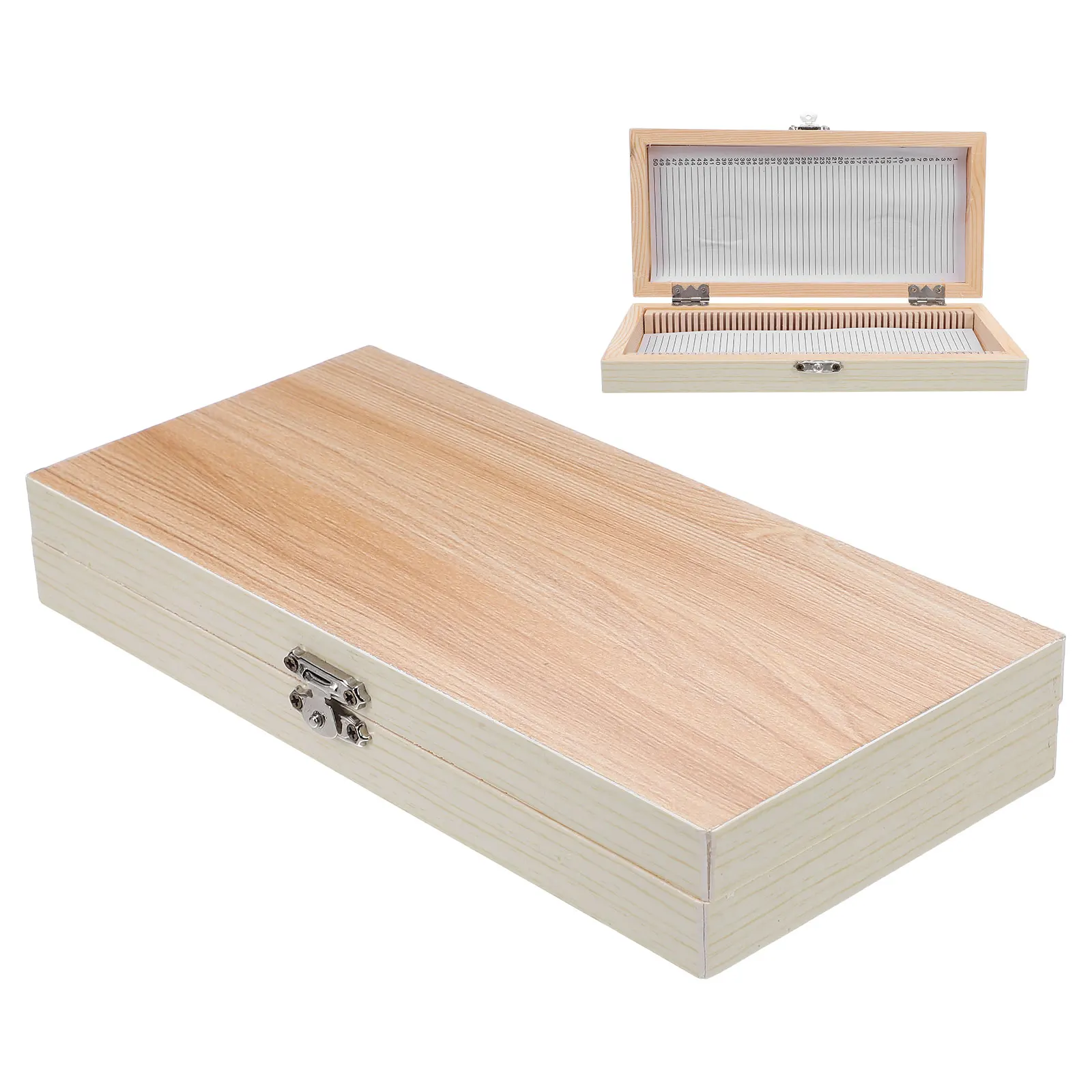 

Деревянный футляр для хранения предметных стекол микроскопа из натурального дерева для коллекции образцов биологии, лабораторное учебное оборудование