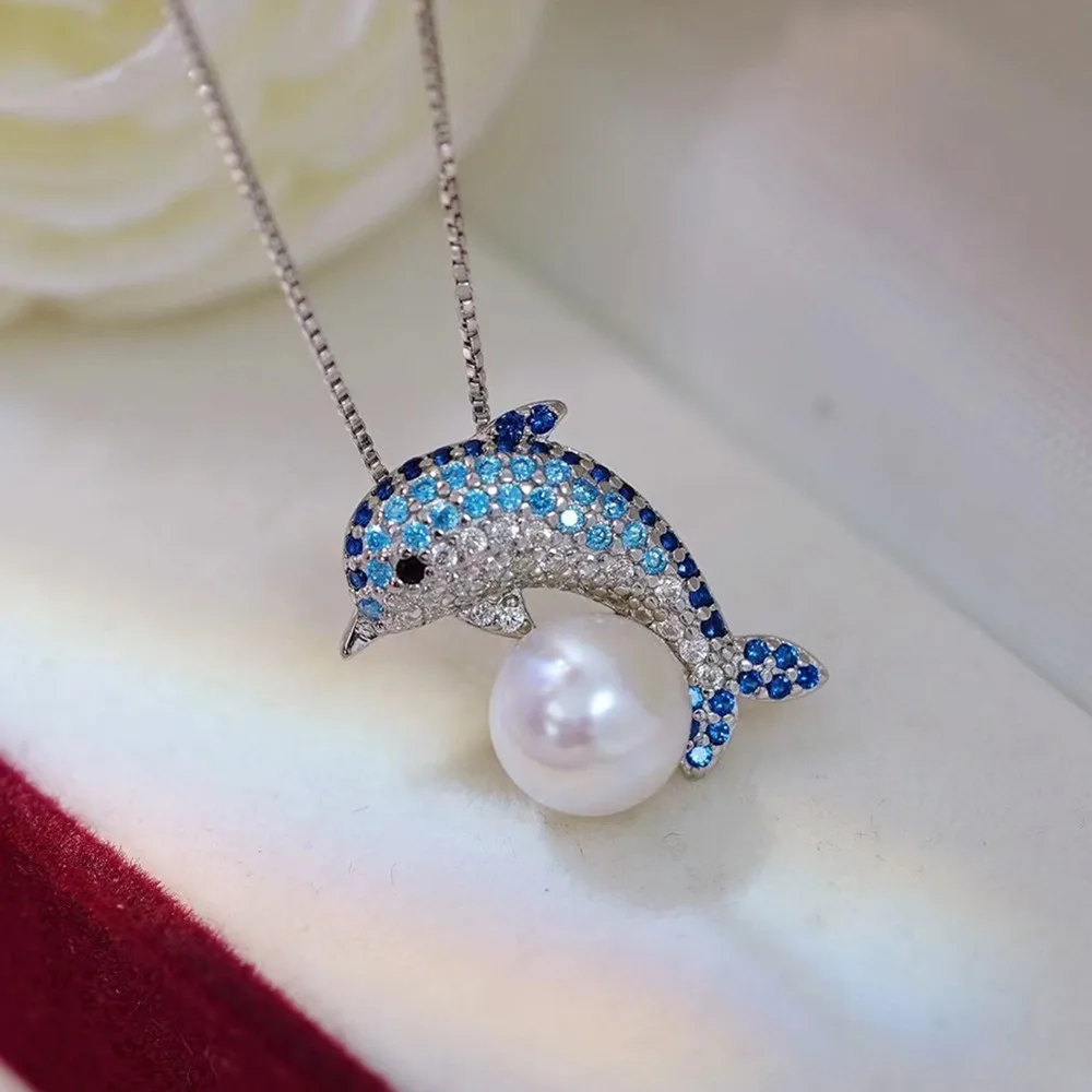 Pearl Pendant S925 Silver Dolphin Cute, Fashionable, Sweet Pendant Nanhai Pearl AAA 6-7mm