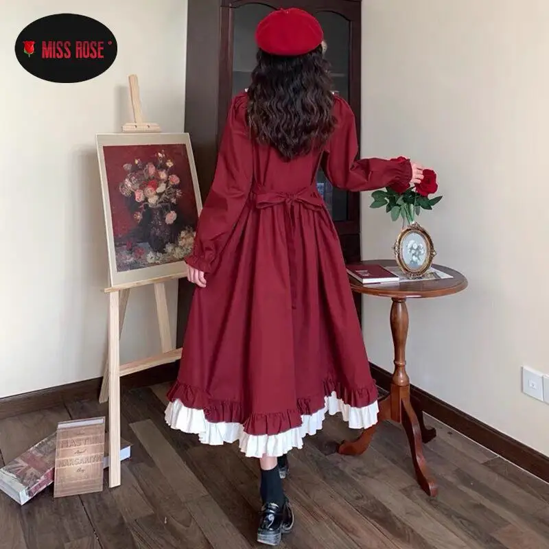 Women Cake Ruffles Chic Long Dresses JK Sailor College Styles Dress Bow Patchwork Uniform Short Long Sleeve Midi Elegant Vestido