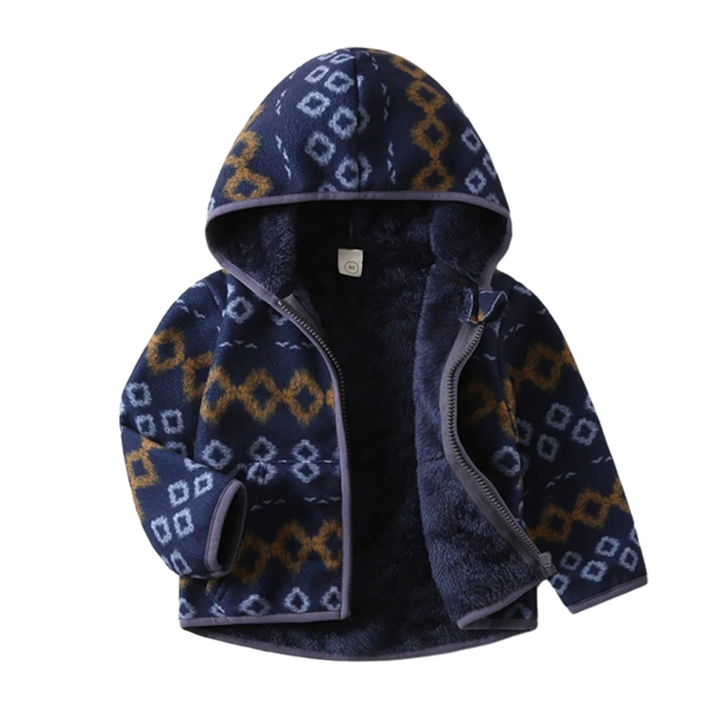 

Toddler Fleece Jacket Baby Boys Girls Hooded Zipper Long Sleeve Thick Warm Outerwear for 2-12years