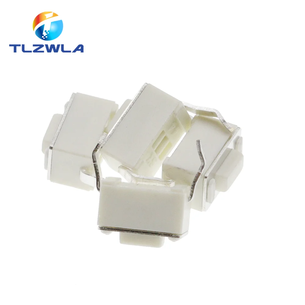 1000PCS Tact Switch DC12V 50mA 3X6X4.3MM DIP 2Pin Connectors Push Button 3*6*4.3mm Tactile Switches White 3x6x4.3h