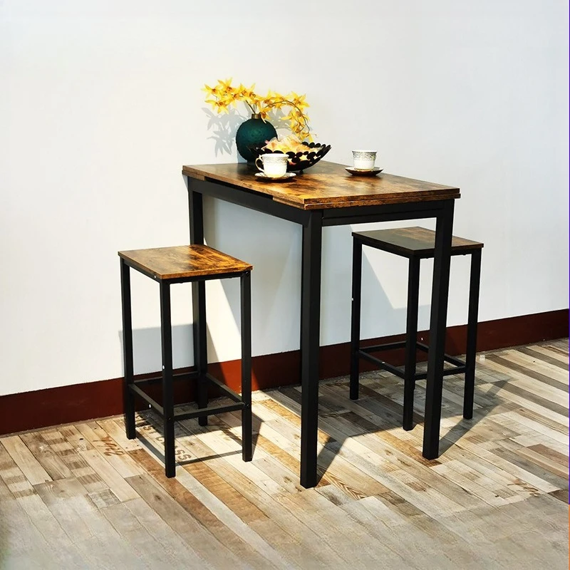 Bar table Coffee table Restaurant Bar table and chairs Milk tea shop Dining chair combination Rock slab retractable dining