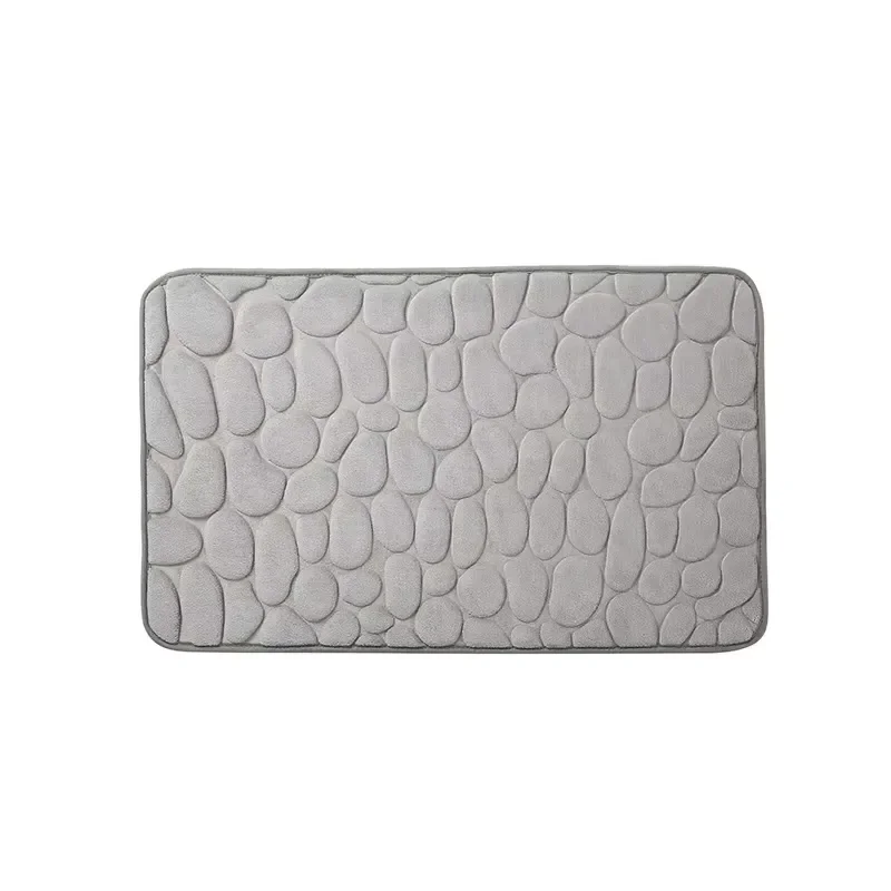 Handmade Pebble Embossed Memory Foam Bath Mat Non Slip Bathroom Floor Carpet for Shower Bathtub Door Household Washable Rug