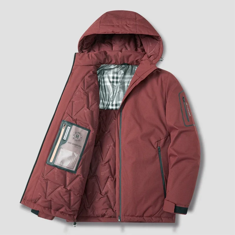 Fashion Solid Color Outwear Hooded Parkas Men's Jacket Winter Puffer Men Winter Jackets Windproof Coats Casual 2024 New Arrivals