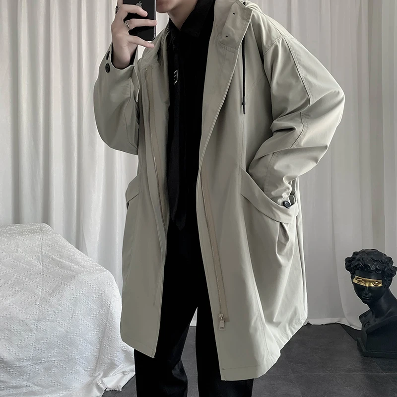 Spring 2026 Men's Zipper Hooded Jacket Trendy Loose Casual Style Korean Version Hip Handsome Japanese Style Coat Outerwear