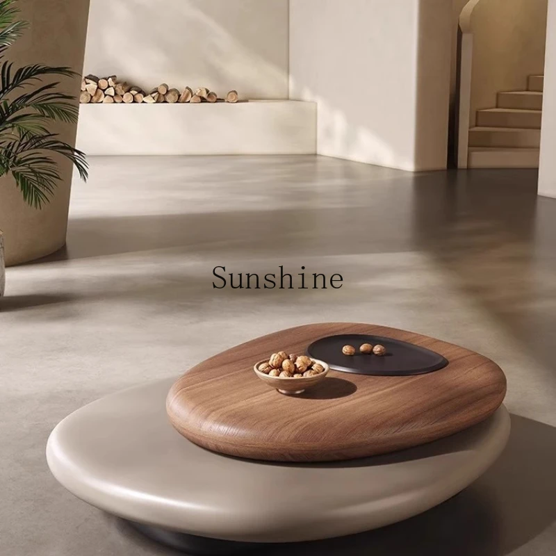 Italian living room household special-shaped creative small apartment coffee table pebble rotating coffee table