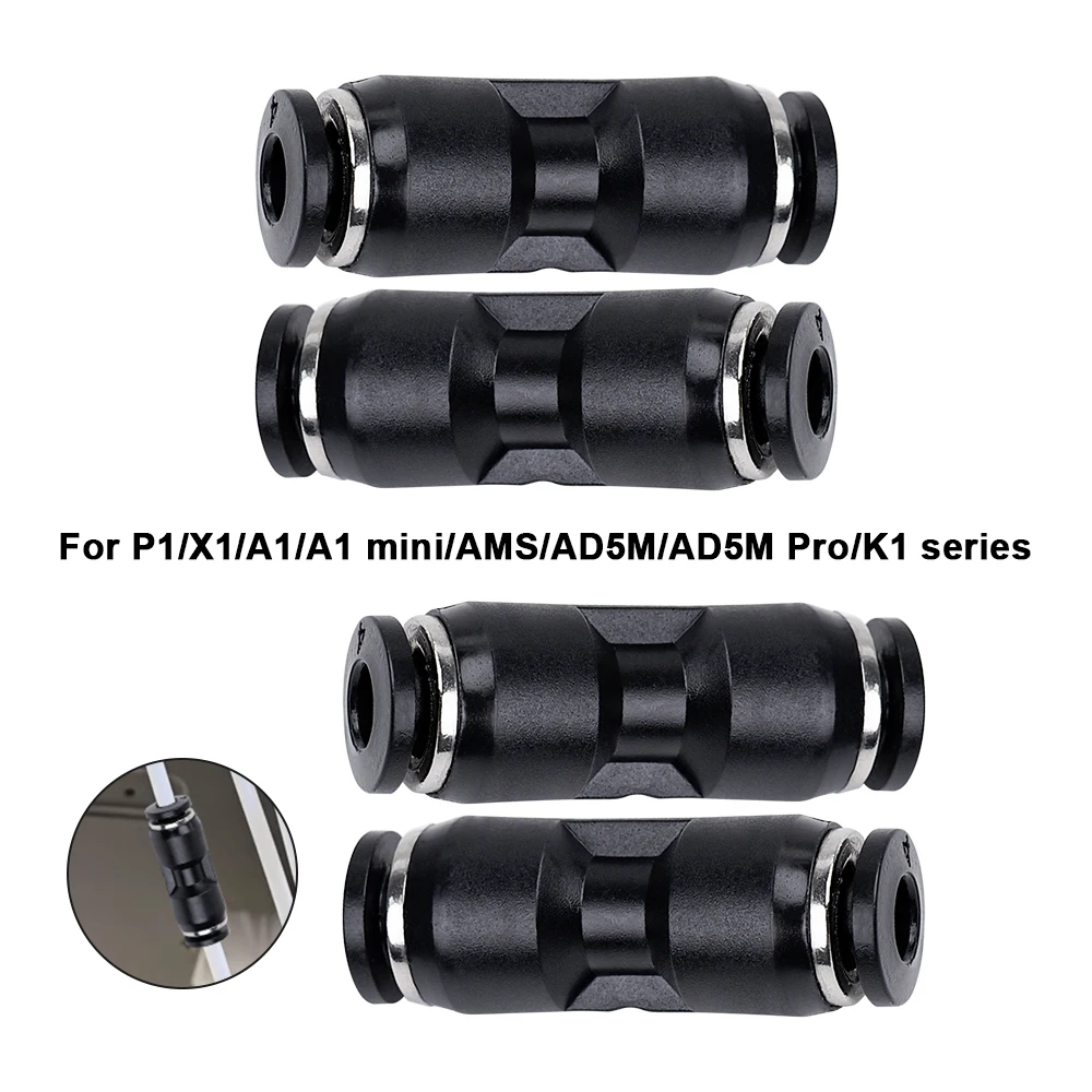 PTFE Feed Pipe Extension Joint For For P1/X1/A1/A1 mini/AMS/AD5M/AD5M Pro/K1 Serie PTFE Tube Pneumatic Connector 3D Printer Part