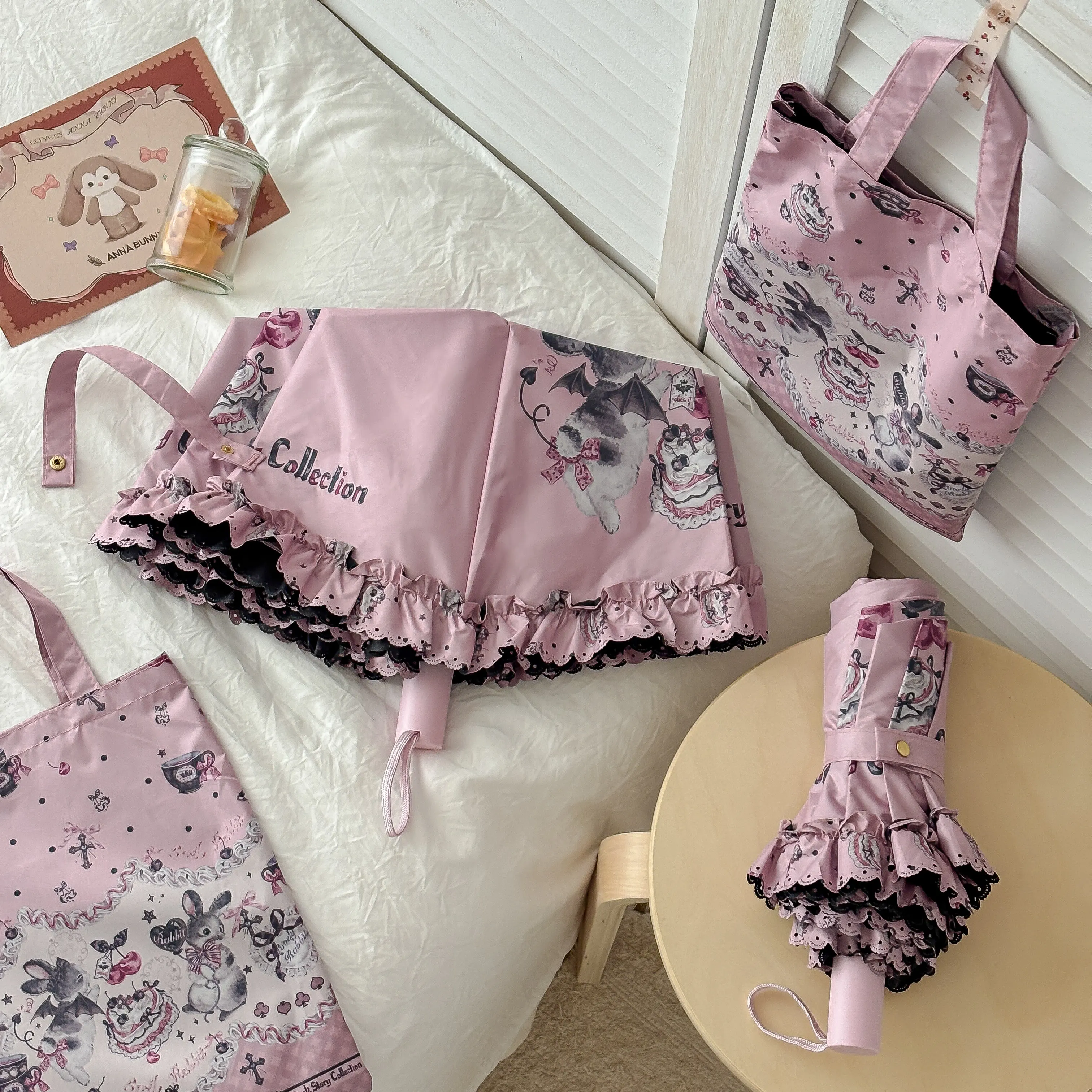 Original Sun Umbrella Princess Lolita Wind Weather and Rain Sunscreen UV Folding Parasol