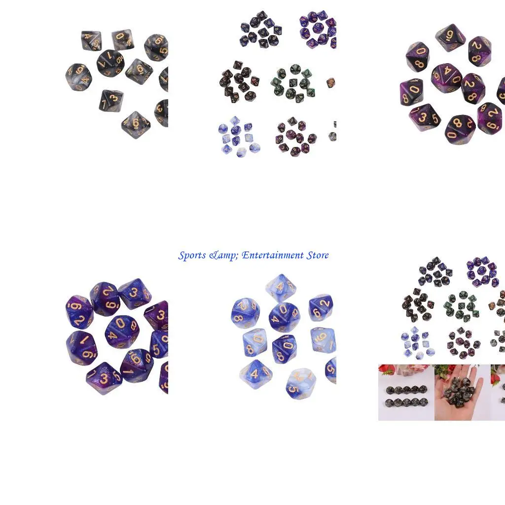 

G7NF 10PCS 10 -боковые кости D10 Полиадральные кубики для игры 15 мм RPG Family Party Game Game Home