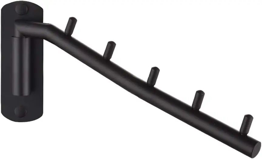 

Folding Clothes Hanger Rack with Stainless Steel Swing Arm, Wall Mount for Closet Storage Organizer, Matte Black