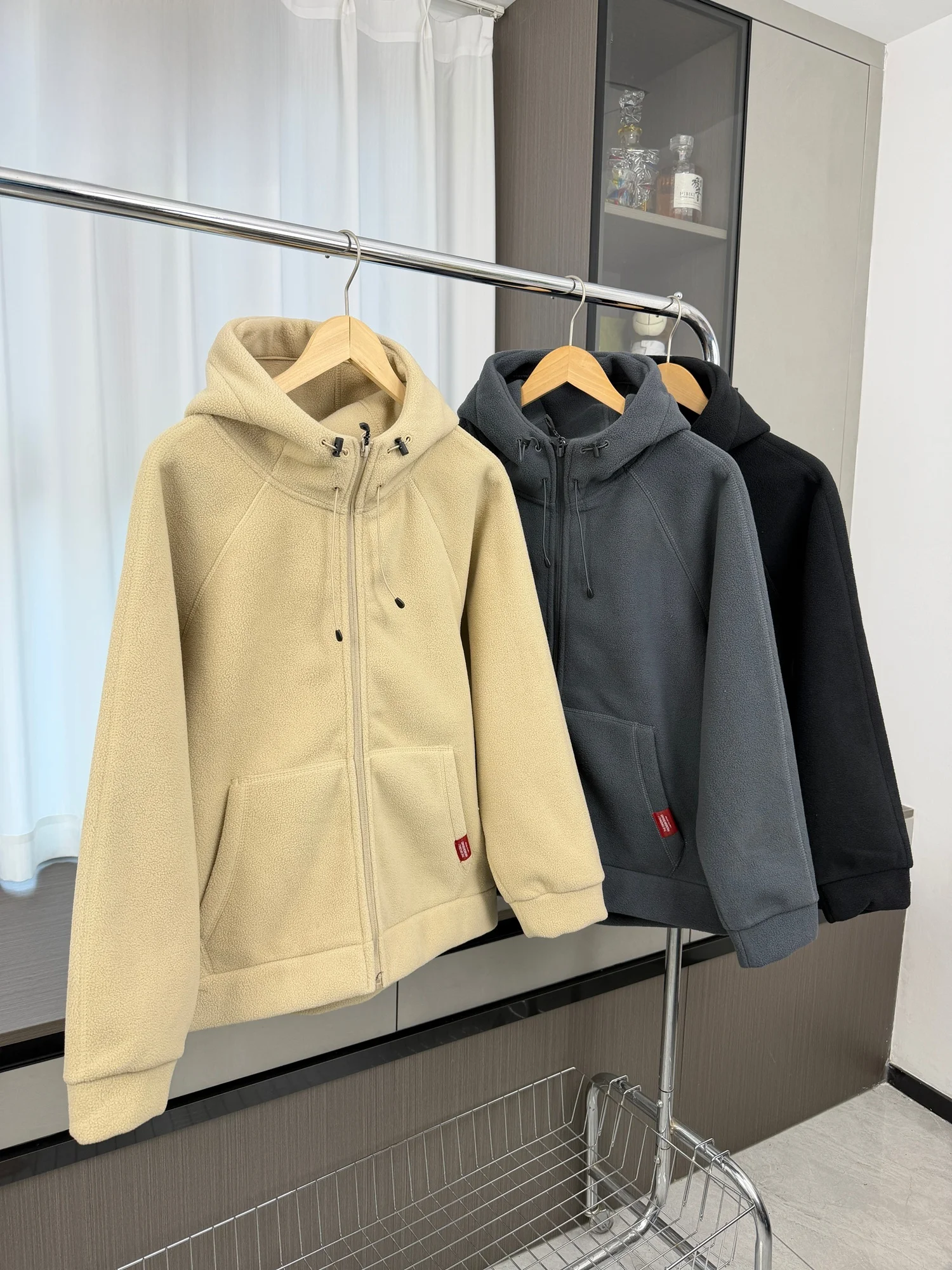 Thi Double-Sided Fce Outdoor Men's Jaet with Hood High Efficiency Warm Casual Leisure Coat for Autumn Winter