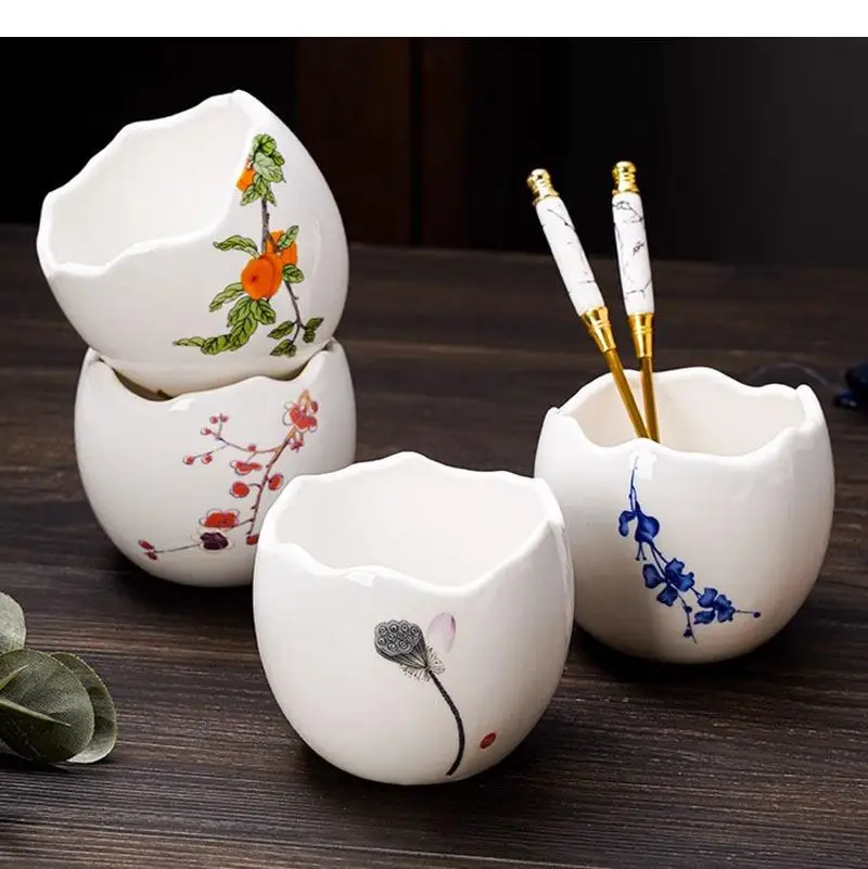 Eggshell Shape Ceramic Bowl Steamed Egg Dessert Snack Bowls Thick Soup Restaurant Specialty Tableware