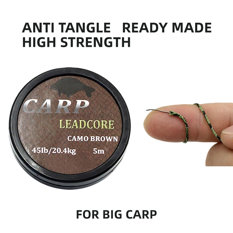 

Carp Fishing Lead Core Leader Line 5m Camouflage Braided Sinking Anti Tangle High Strength Carp Rig Leader