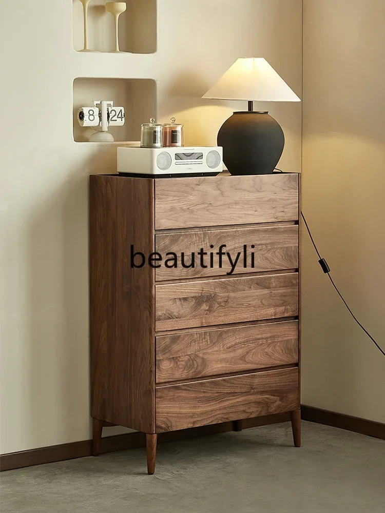 

A26 North American black walnut chest of drawers Nordic simple storage locker living room solid wood