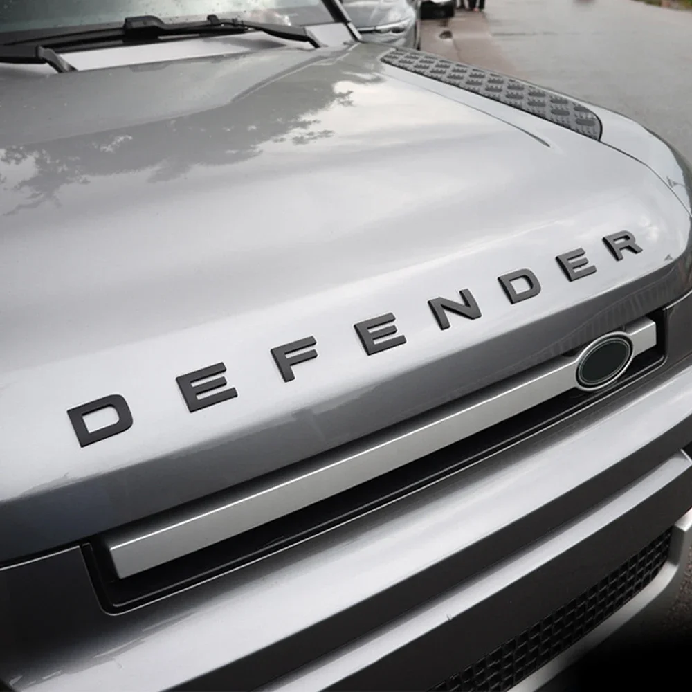 

For Land Rover Defender 90 110 2020-2025 Car Engine Hood Letter Label DENFENDER Engine Hood Car Sticker Black Modification