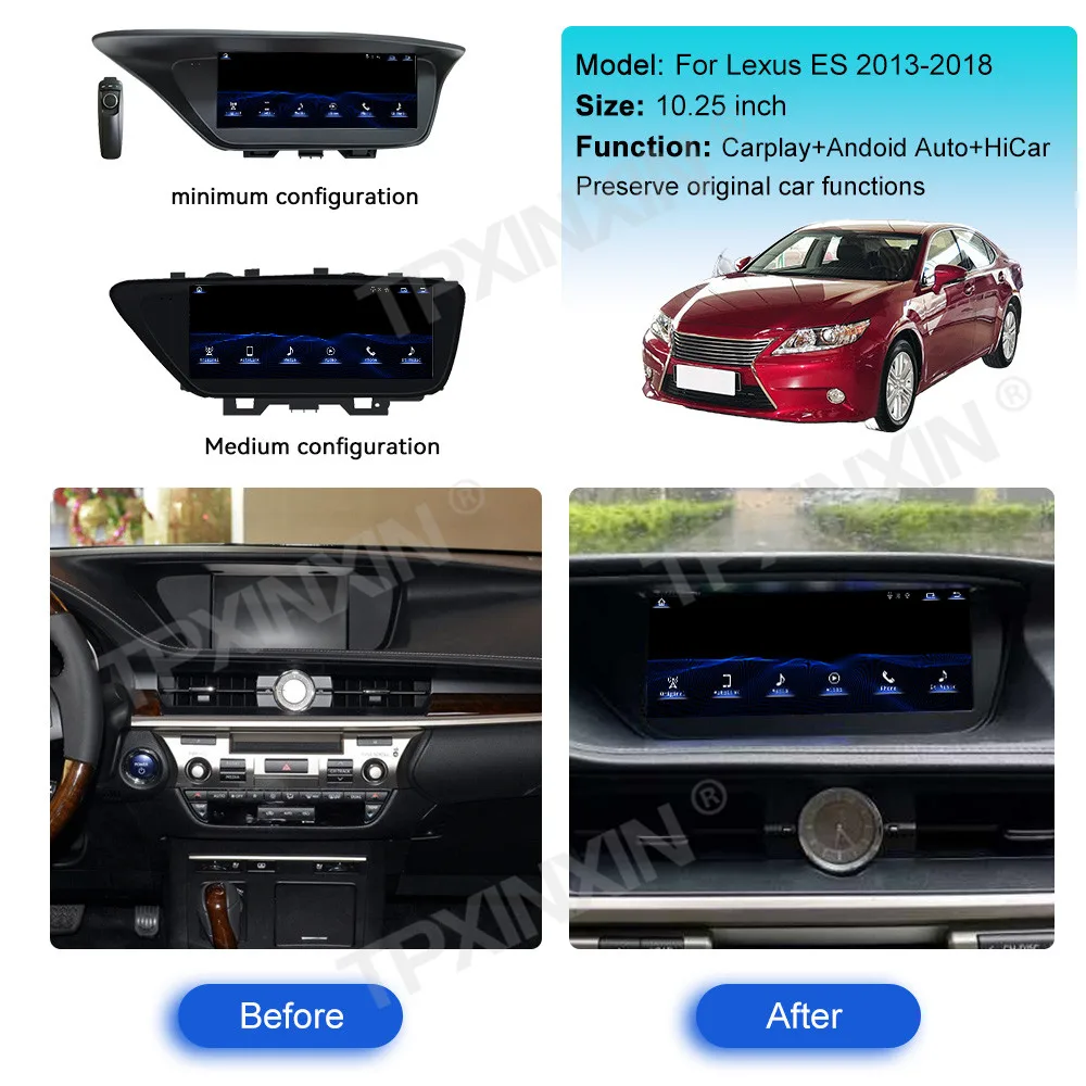 Linux System For Lexus ES 2018 - 2020 Wireless Carplay Android Auto FM DSP DAB WIFi GPS RDS Front Rear View Camera