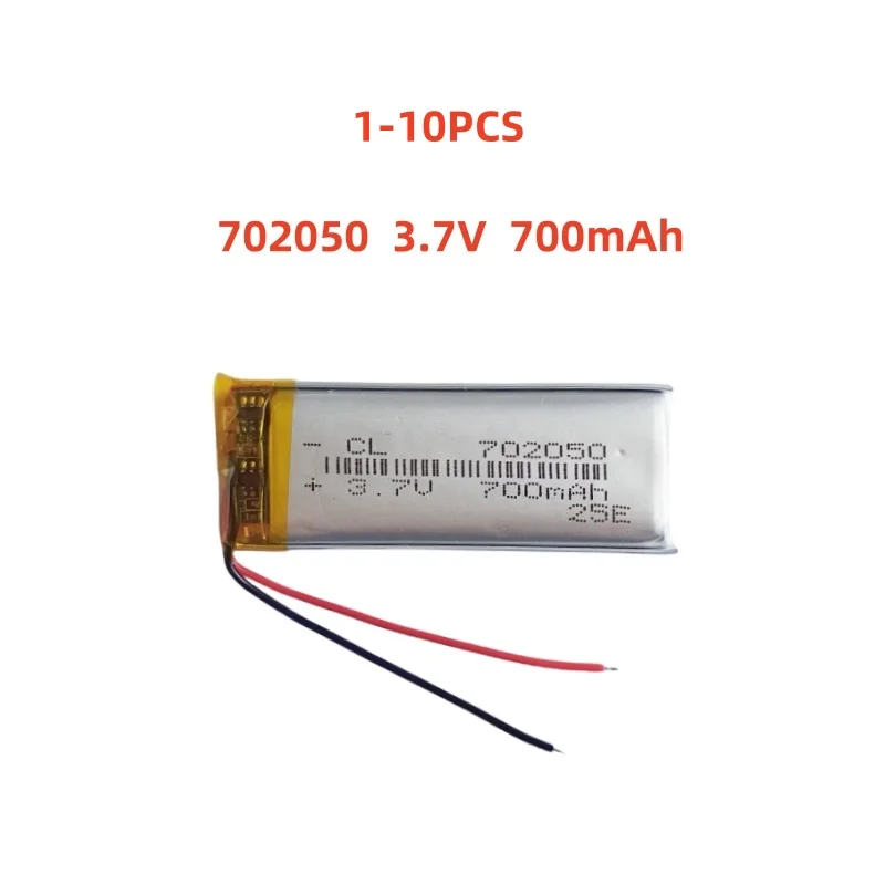 

1-10 Pcs 702050 3.7V 600mAh Lithium Polymer Battery For MP3 MP4 GPS DVR LED Lights Bluetooth Speaker Recording Pen Toys
