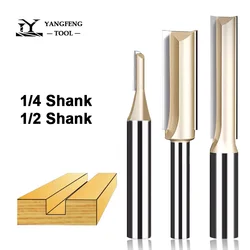 Straight Bit Carbide CNC Router 1/4 And 1/2 Shank Double Flute Cutting For Wood MDF Plywood Engraving Trimming Woodworking Tools