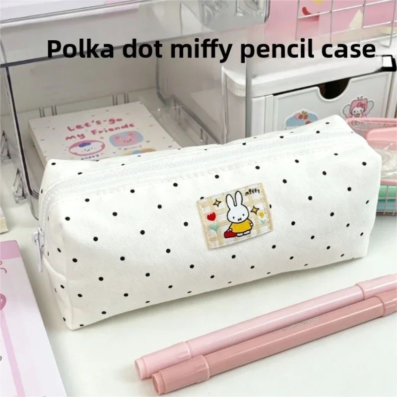 Miffy Pencil Case Cute Cartoon Print Portable Stationery Storage Bag Student Pen Pouch for Boys & Girls Halloween Birthday Gift