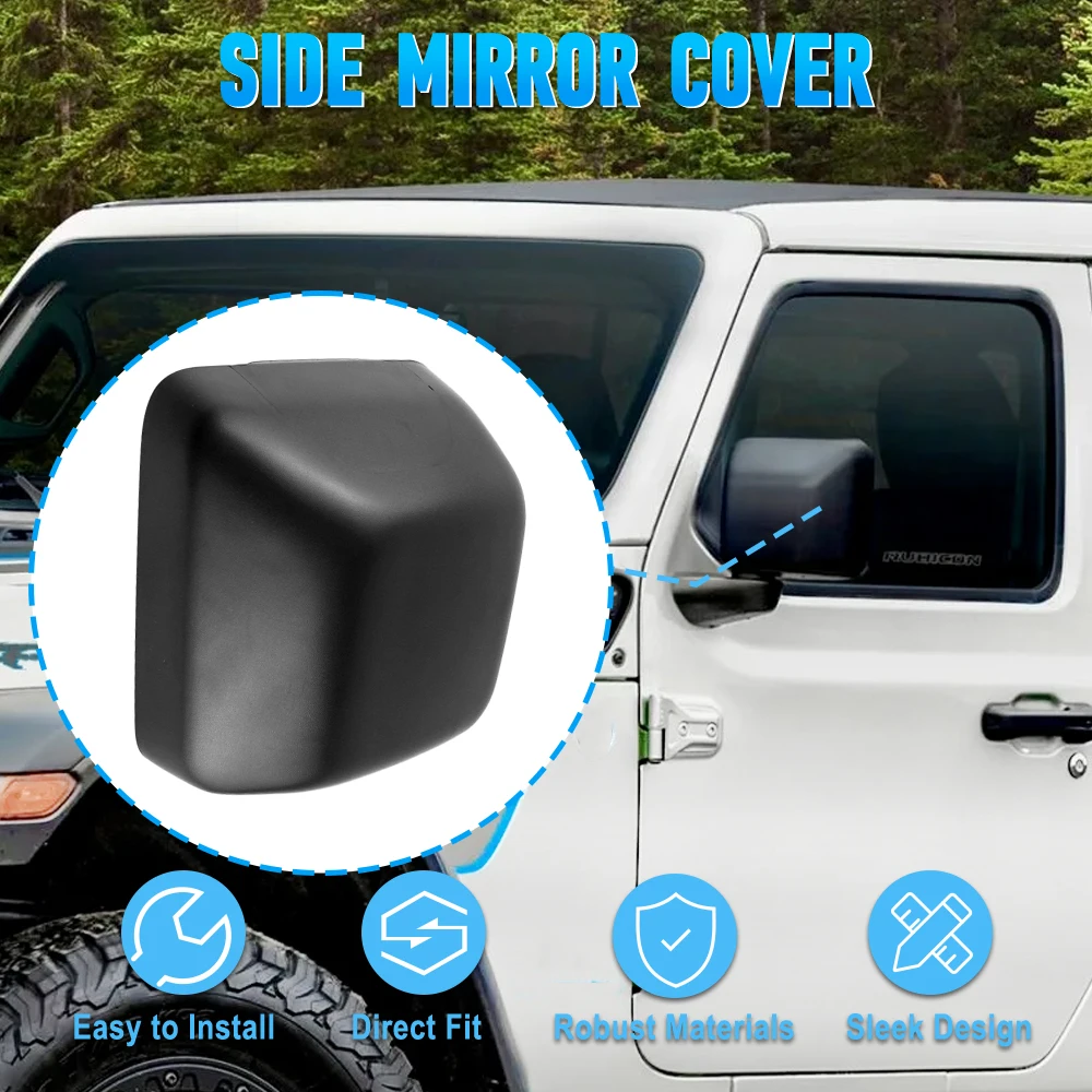 

ABS Black Rearview Mirror Cover 68361960AA, 68361961AA Fit for Jeep Wrangler JL 2018 2019 2020 2021 2022 2023