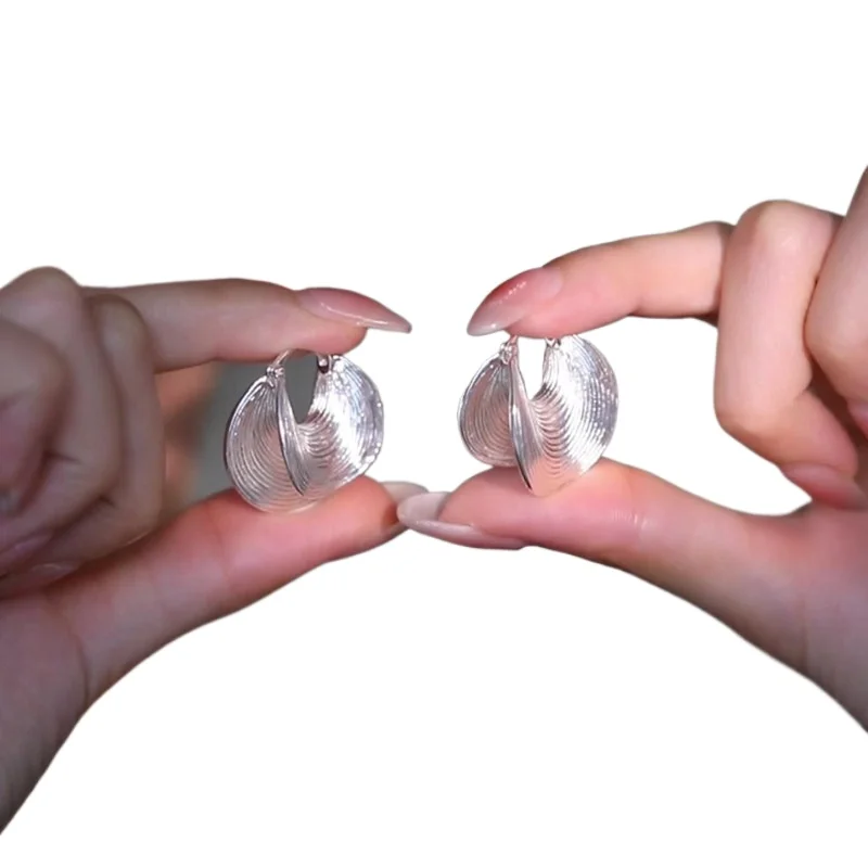 Irregular brushed texture metal stud earrings design stylish earrings