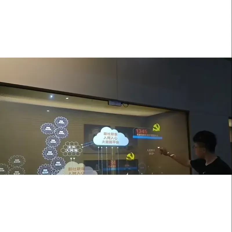 Interactive Glass Projection Hologram Rimless Glass Interactive Projector for Advertising 2mm Touch Precision