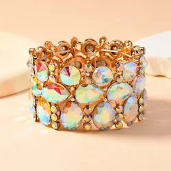 Ladies' Elastic Bracelet Water Droplet Colorful Rhinestone Bangles