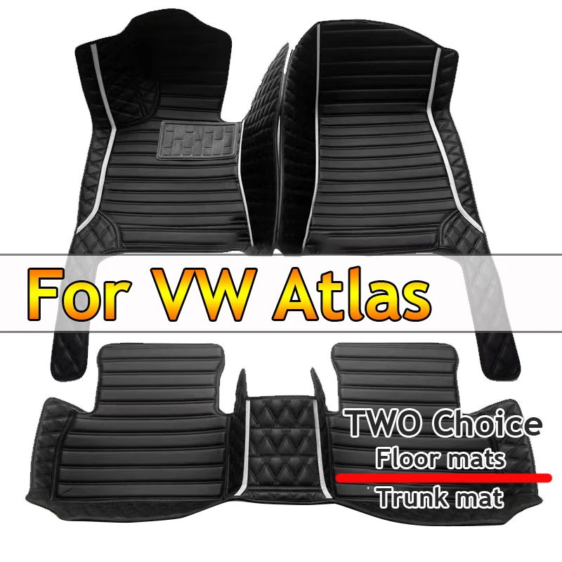 Car Mats For VW VW Atlas Teramont CA1 2017~2022 Auto Interior Parts Floor Rug Carpet Luxury Leather Mat Car Accessories