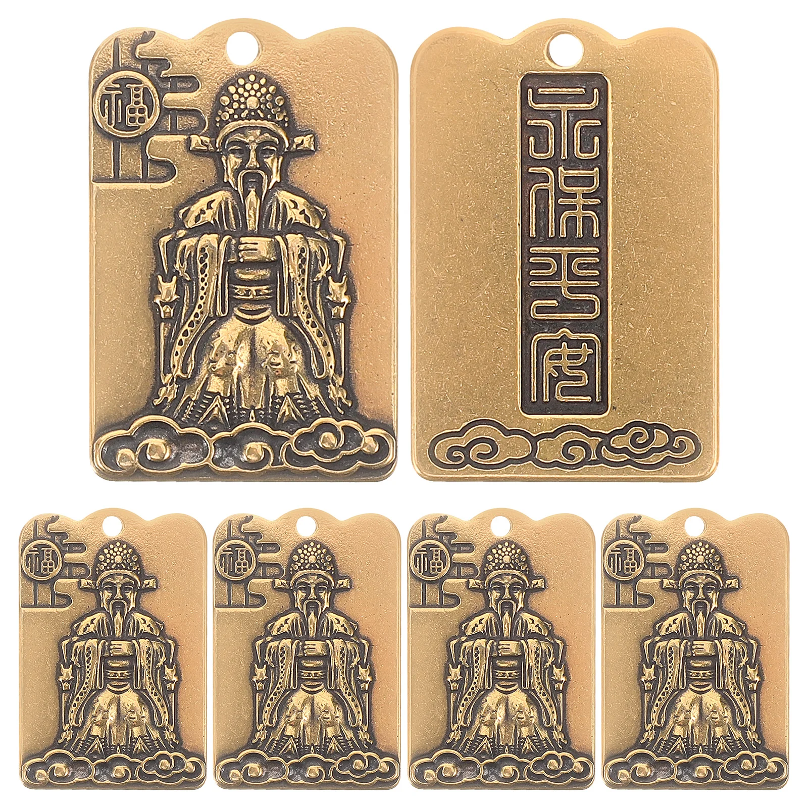 

6 Pcs God of Wealth Keychain Charms for Necklace Bulk Jewelry Making Crafting Brass Diy