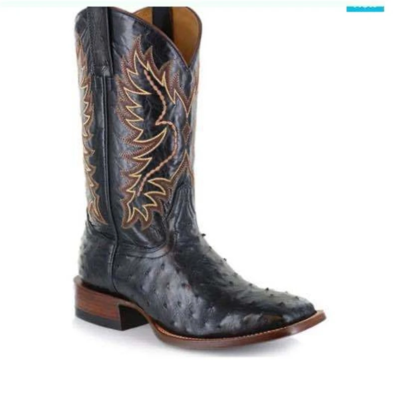 Men Women Unisex 2022 Mid Calf Western Cowboy Embroidery Boots Male Autumn Outdoor Leather Totem Med Heel Fashion Designed Boots