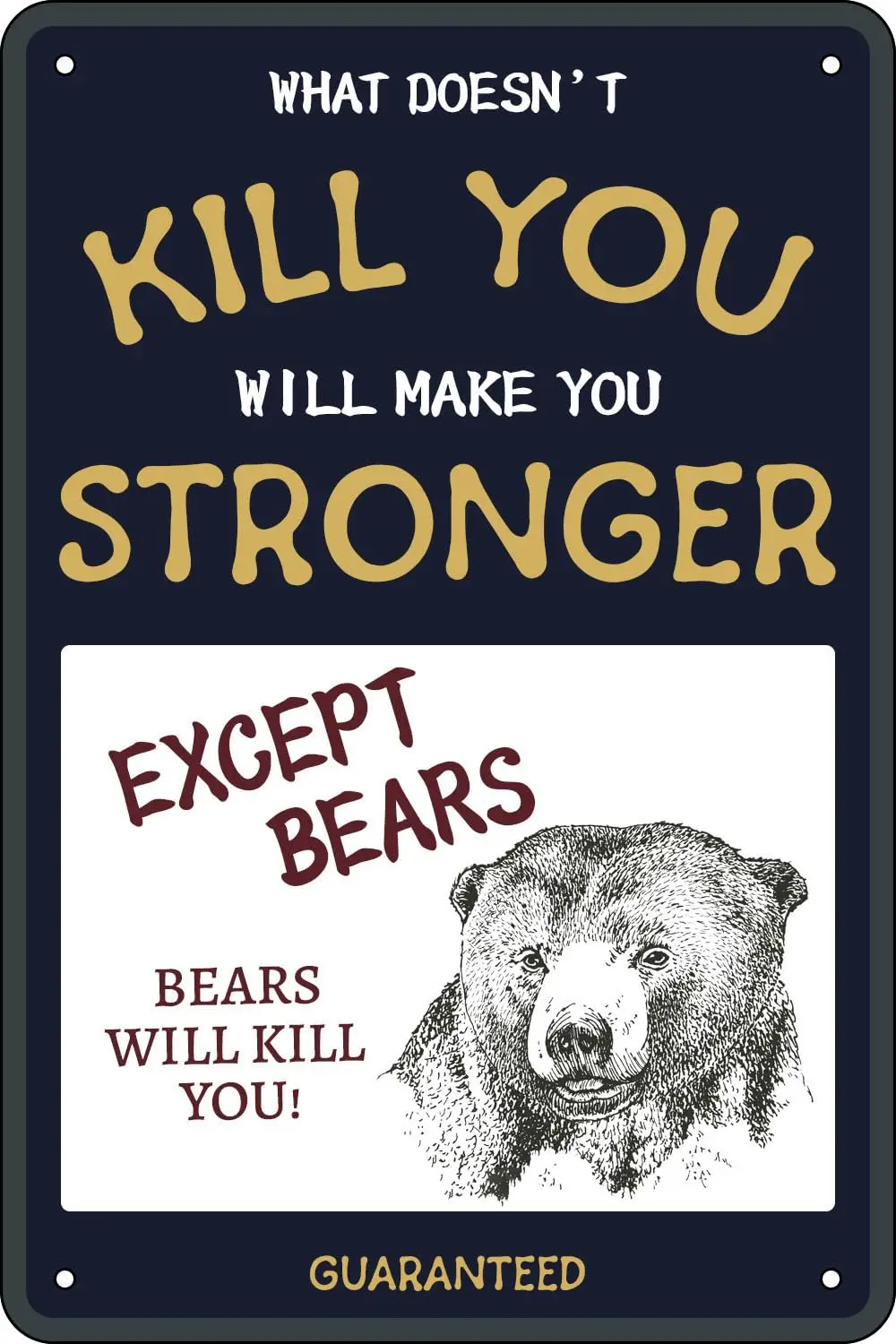 What Doesn;t Kill You Will Make You Vintage Metal Tin Sign Except Bears Metal Sign for Man Cave Garage or Shop 12 × 8