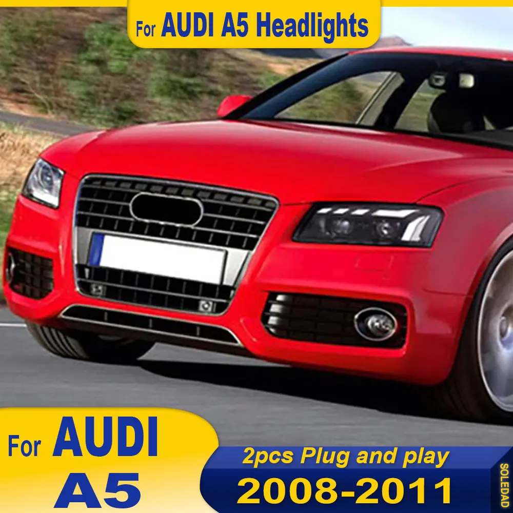 

Автомобильные фары для AUDI A5 A5L, светодиодные фары 2008-2011, сменный стиль DRL, дневные фары, проектор, личность, автоаксессуары
