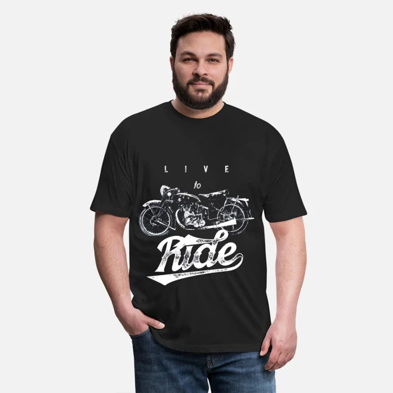 

Live to ride 0419 Retro Cafe Racer Gift T-Shirt for Racing bikers 100% cotton printed Motorcycle Graphic clothes All size Tops