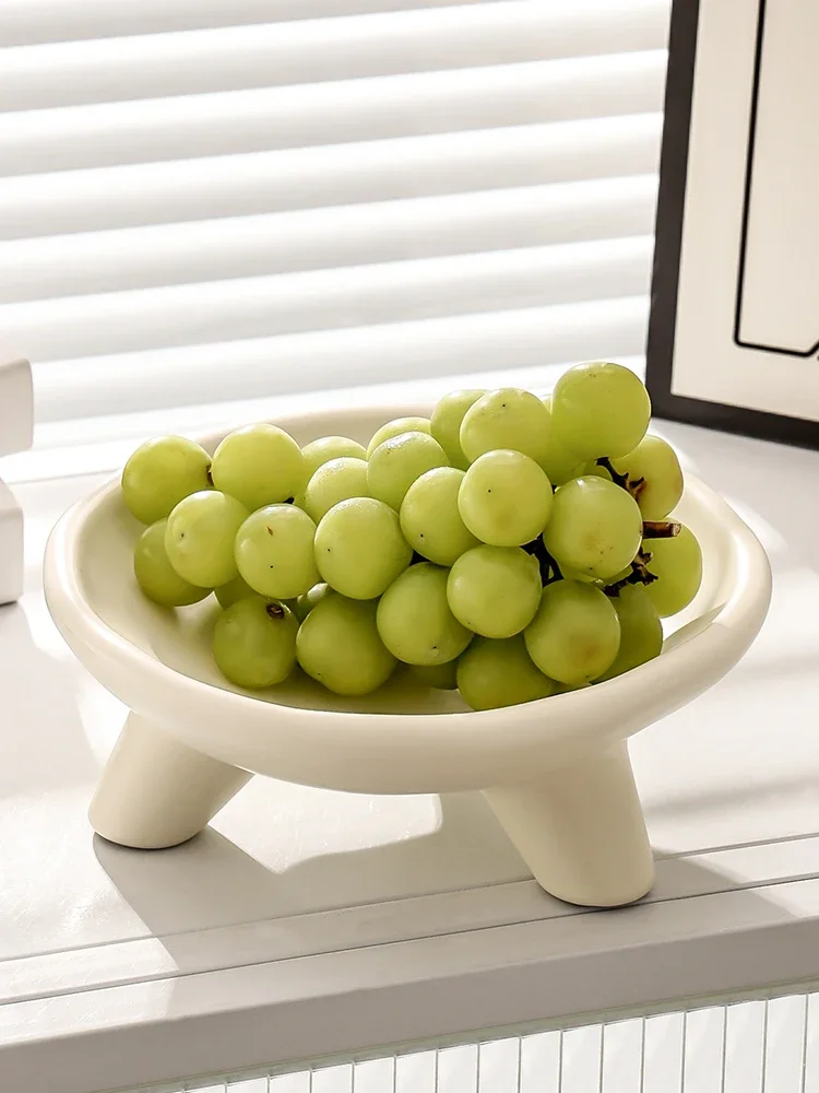 Cream fruit tray simple and luxurious dining table decoration three legged high legged snack tray storage tray