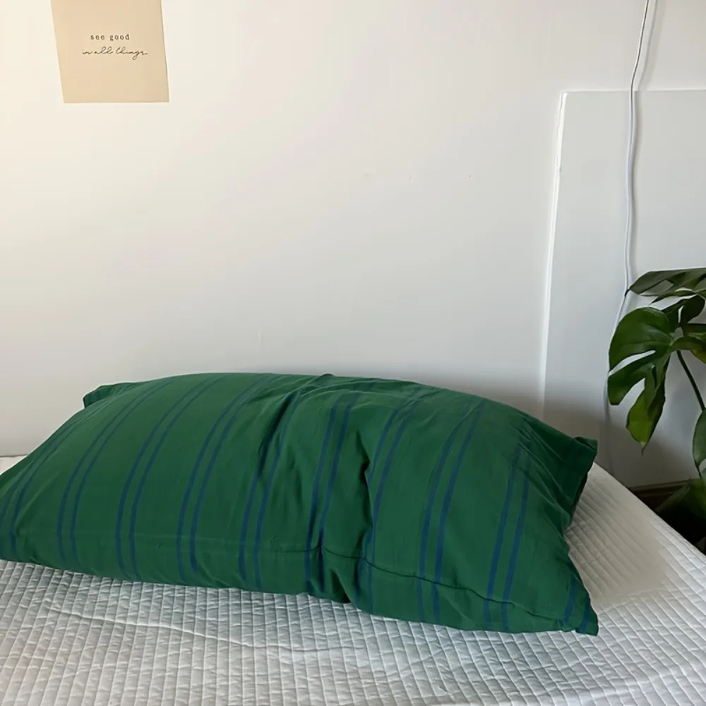 Cotton Stripe Pattern Single Pillowcase Envelope Opening Design Washable Sleep Pillow Cover Rectangle Skin-friendly
