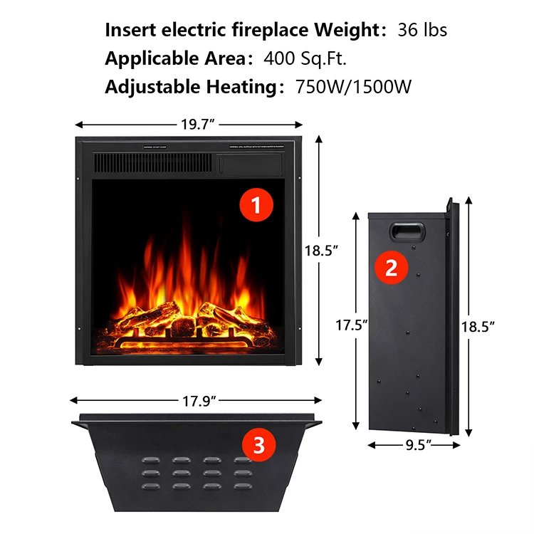 Factory Selling Garage Household Remote Control Brown Mantel Wooden Surround Firebox Electric Fireplace