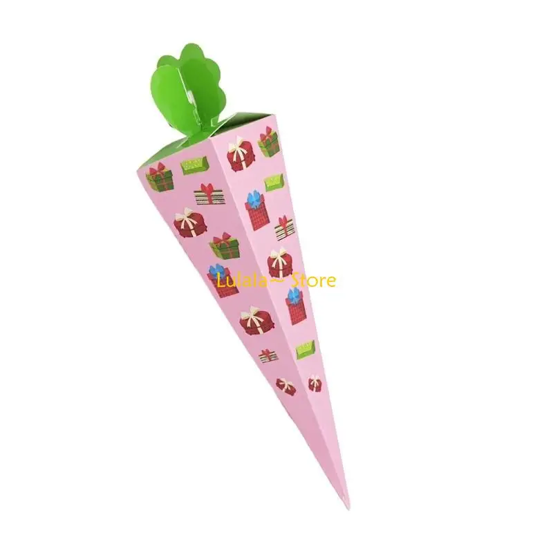 Y4QA Bulk 50Pieces Party Cone Boxes for Children Parties Birthday Celebration Craft Paper Gift Box Candy Packing Treat Boxes