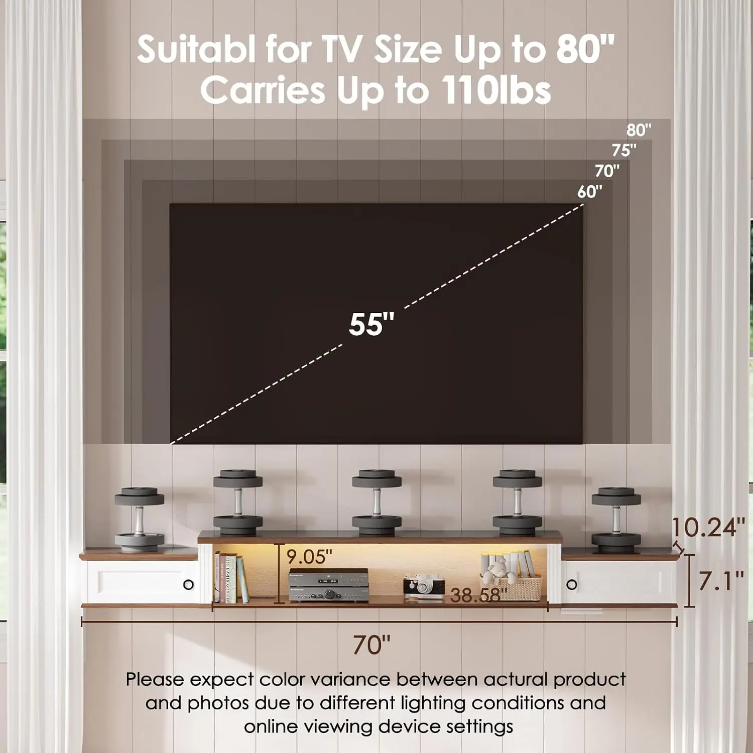Farmhouse Floating TV Stand 80