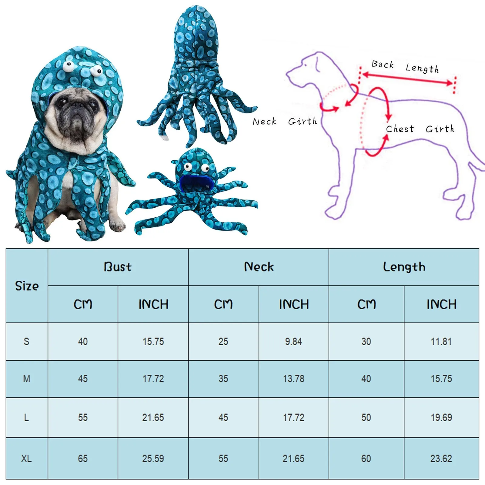 Dog Cat Octopus Costumes Pet Halloween Cosplay Dress Funny Octopus Costume Headwear for Small Dogs Chihuahua Pug Party Outfits