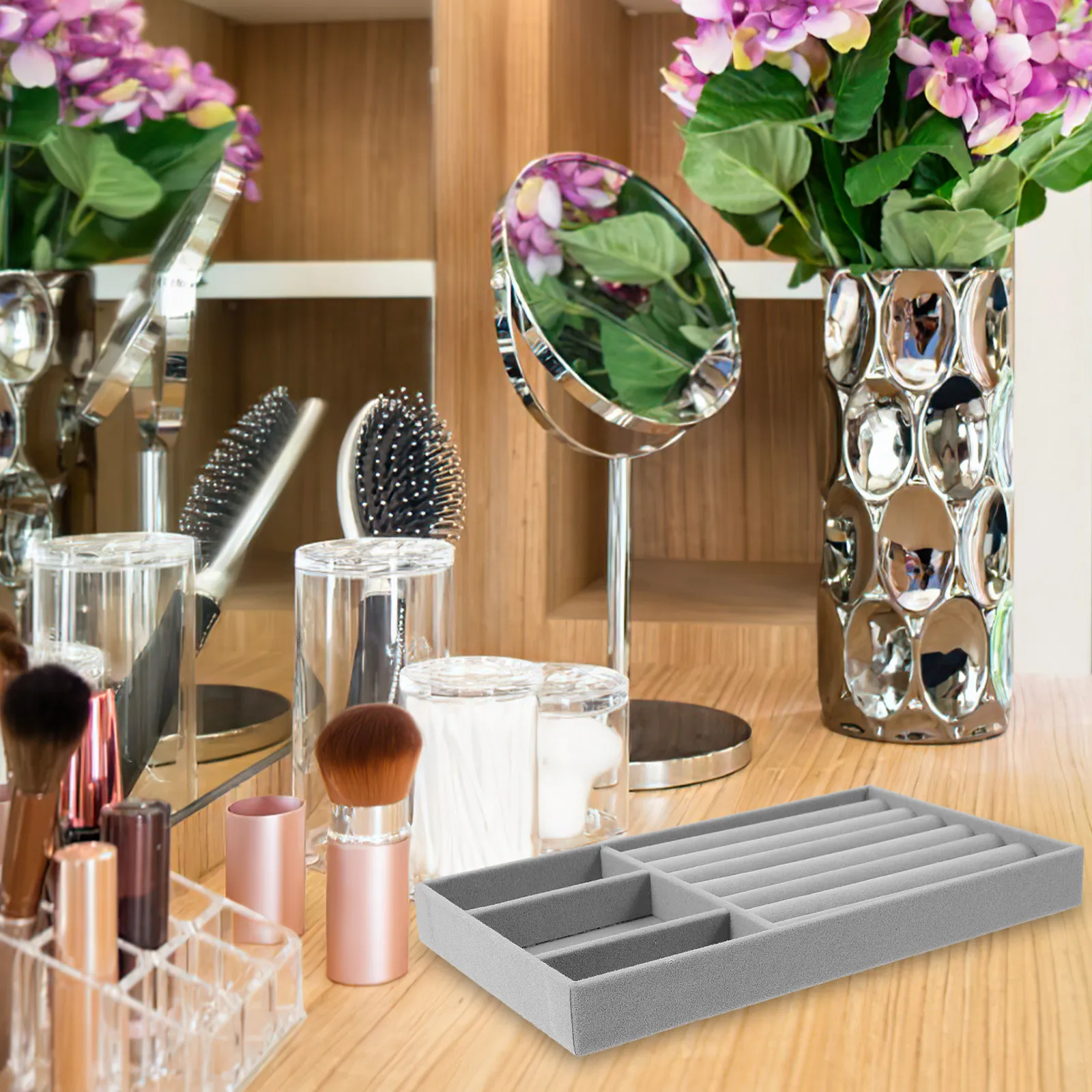 

2Pcs Thin Space-Saving Jewelry Tray for Rings Earrings Necklaces Bracelets Storage and Display Jewelry Organizer Tray Ring