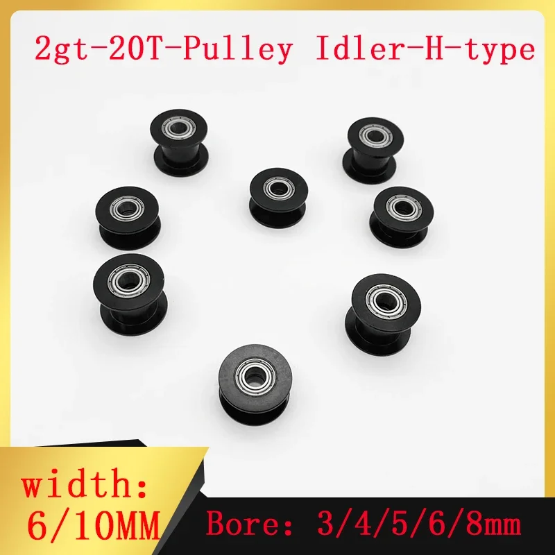 2gt 20 Teeth Black Synchronous Idler Gear With Hole Diameter Of 3/4/5/6/8mm Wide 6/10mm 3d Printer Accessory With Black Bearing