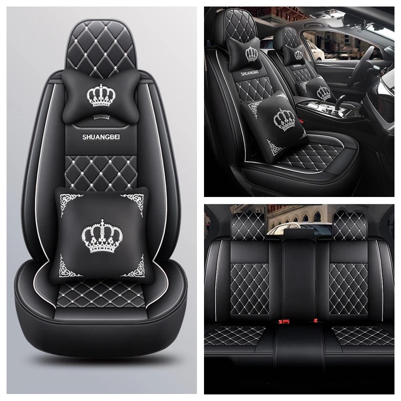 Front+Rear Leather Car Seat Cover Set for Toyota Auris Crown Avensis T25 Corolla Cruiser FJ Hilux Matrix Prado Pruis Vios Yaris