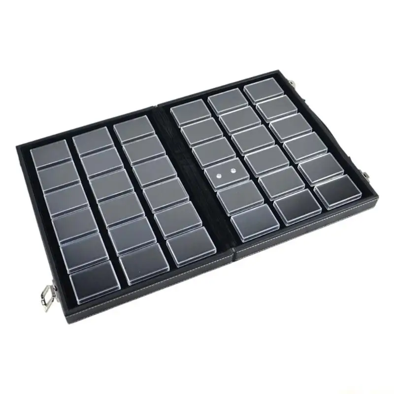 

31BF Modern Acrylic Jewelry Display Case with Secure Lid and Portable Leather Handle