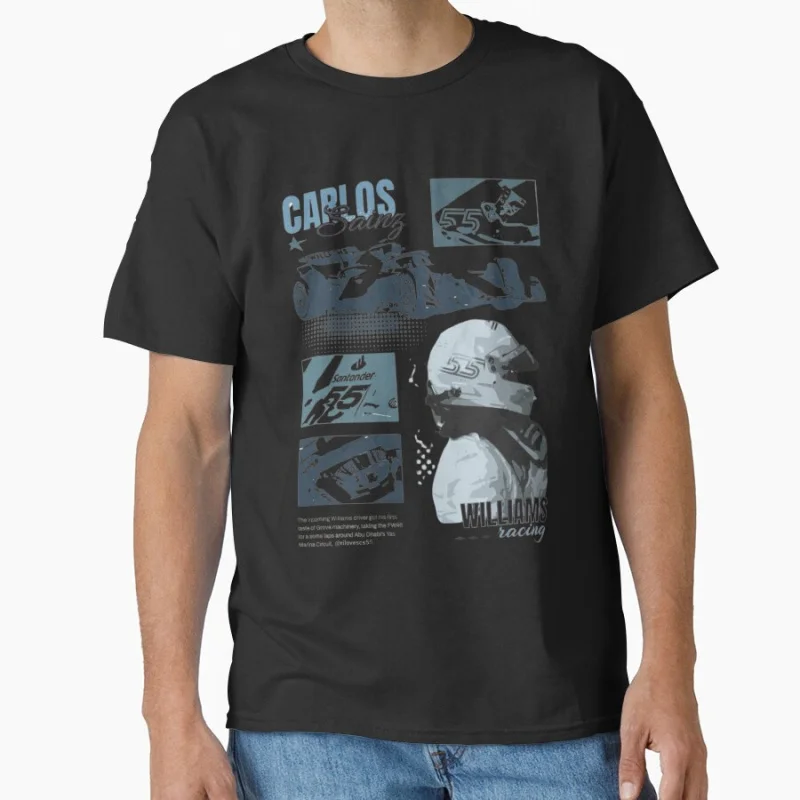 

Carlos Sainz & Williams retro 55 car classic car racing Gift clothing vintage racing Adult T-shirt large size Tops S-6xl