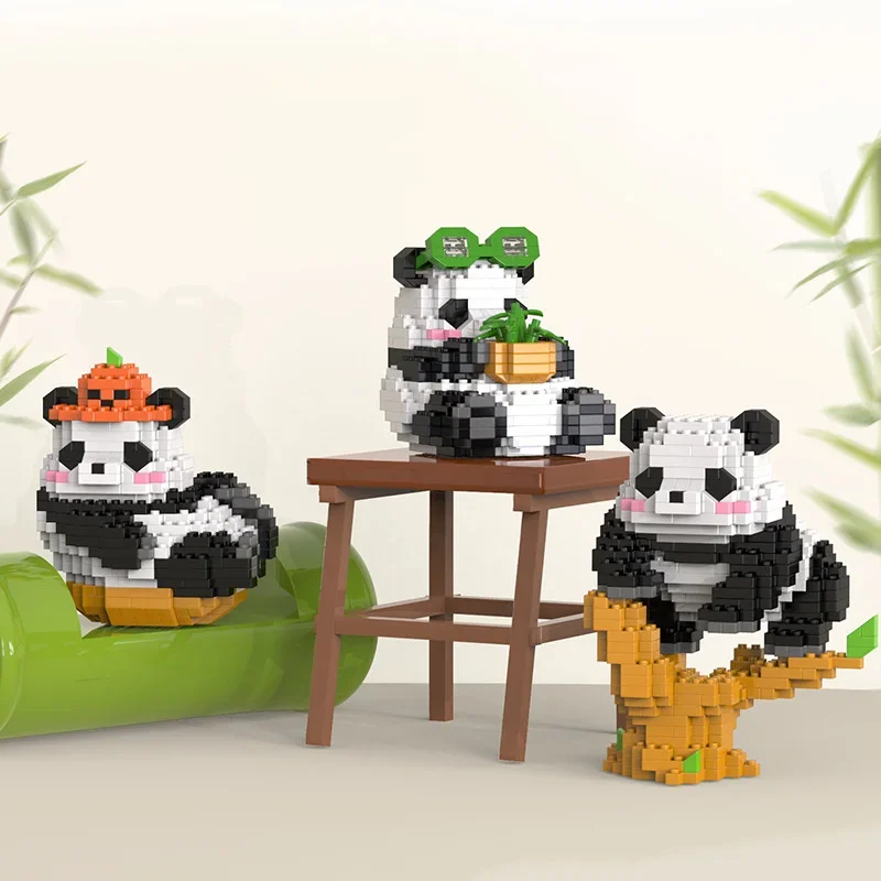 Cute Chinese Panda Building Blocks Sets DIY Educational Assembly Toys Bricks Mini Animals Model MOC Kids Christmas Birthday Gift