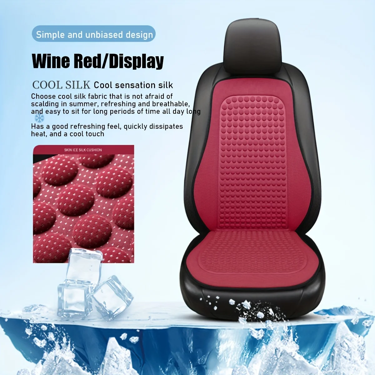 Cooling Silk Comfort Seat Cushion - Massaging, Summer-Breathable, Universal No-Tie Fit - Luxury for Driver & Passenger